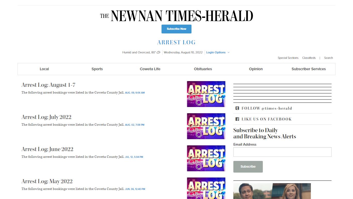 Arrest Log - The Newnan Times-Herald