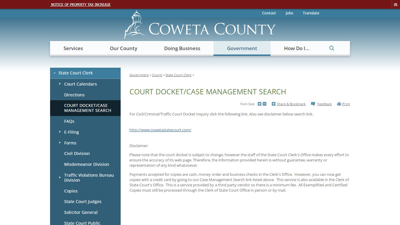 COURT DOCKET/CASE MANAGEMENT SEARCH | Coweta County, GA ...