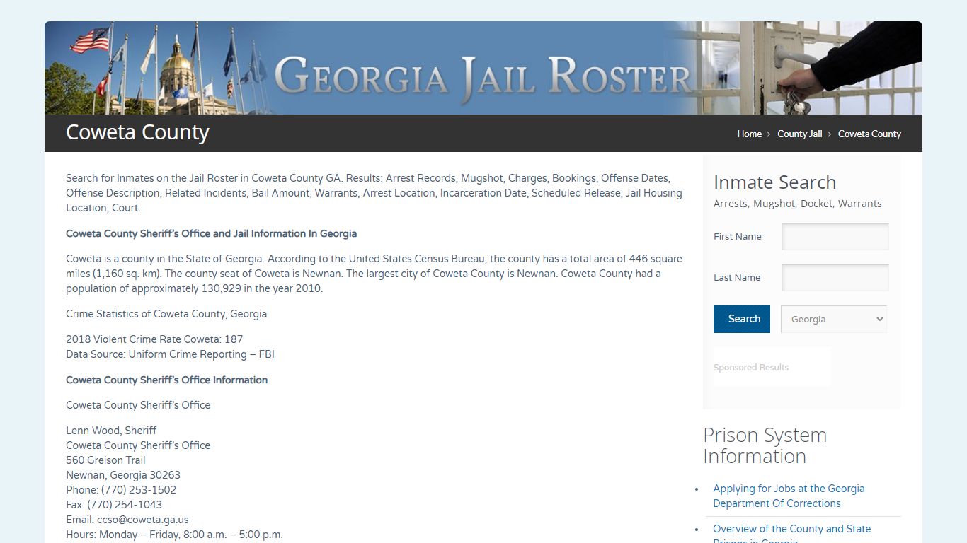 Coweta County | Georgia Jail Inmate Search